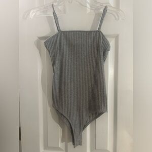 Grey ribbed bodysuit